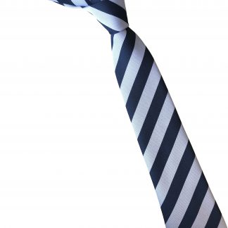 Navy Blue and White Block High School Tie - British School Tie Store