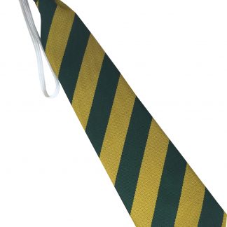 Gold And Bottle Green Equal Block Stripe Elastic Tie