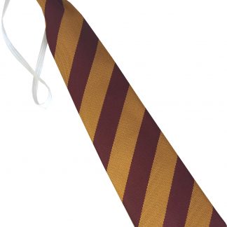 Gold And Maroon Equal Block Stripe Elastic Tie