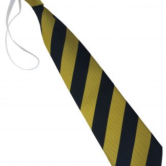 Gold And Navy Blue Equal Block Stripe Elastic Tie