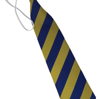 Gold And Royal Blue Equal Block Stripe Elastic Tie