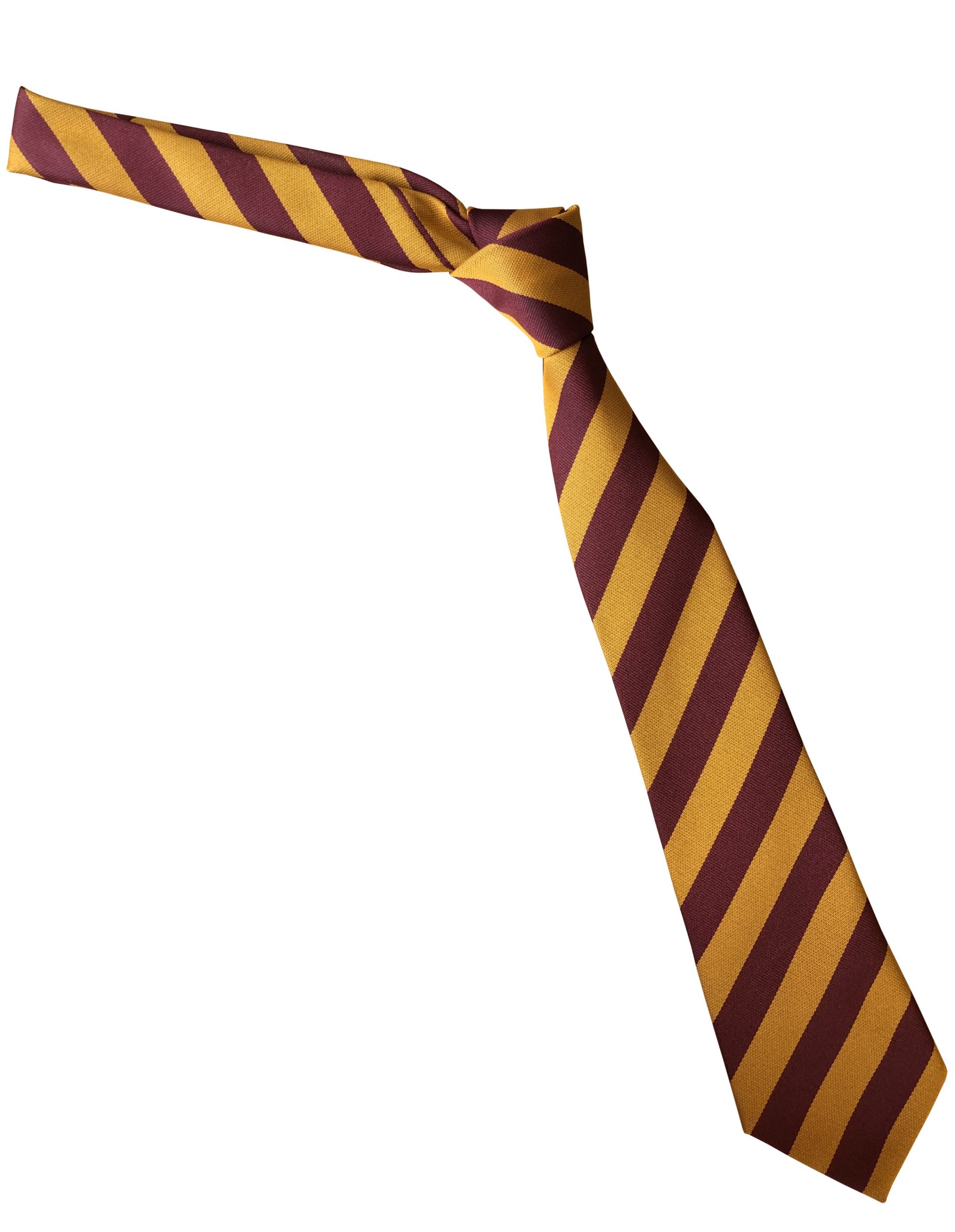 Maroon And Gold Single Narrow Stripe High School Tie British School