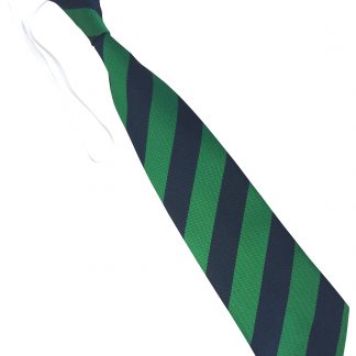 Navy Blue And Emerald Green Equal Block Stripe Elastic Tie