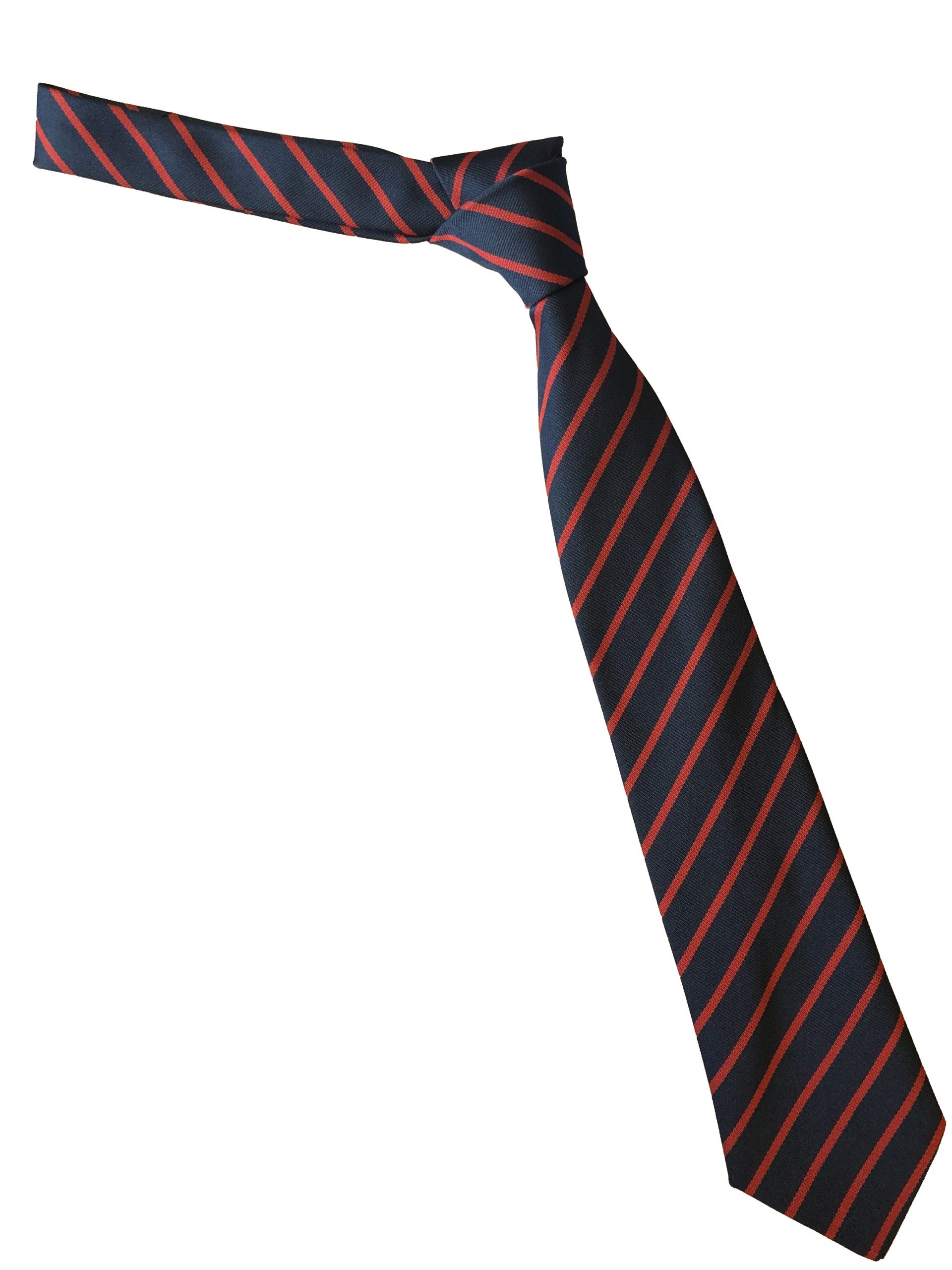 Navy Blue and Red Single Narrow Stripe Junior School Tie - British Made