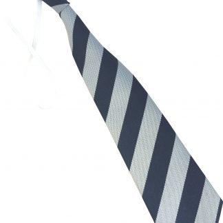 Navy Blue And White Equal Block Stripe Elastic Tie