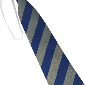 Royal Blue And Grey Equal Block Stripe Elastic Tie