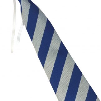 Royal Blue And White Equal Block Stripe Elastic Tie