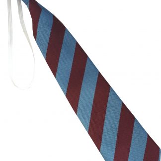 Sky Blue And Maroon Equal Block Stripe Elastic Tie