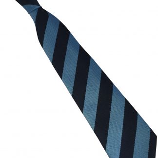 Sky Blue And Navy Blue Equal Block Stripe Elastic Tie