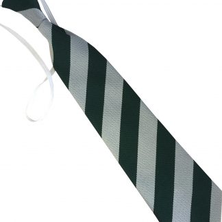 Bottle Green And White Equal Block Stripe Elastic Tie