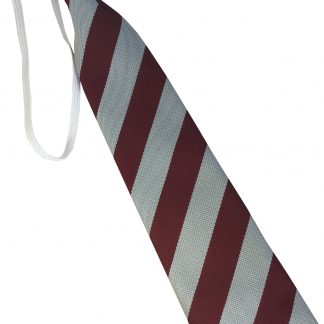 Maroon And White Equal Block Stripe Elastic Tie