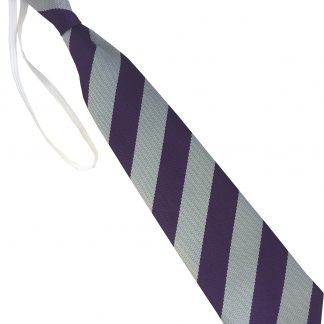 Purple And White Equal Block Stripe Elastic Tie