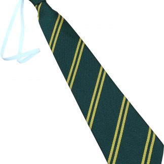Bottle Green And Gold Double Stripe Elastic Tie