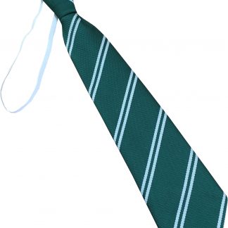 Bottle Green and White Double Stripe Elastic Tie