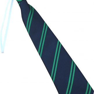 Navy Blue and Emerald Green Double Stripe Elastic Tie