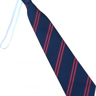 Navy Blue and Red Double Stripe Elastic Tie