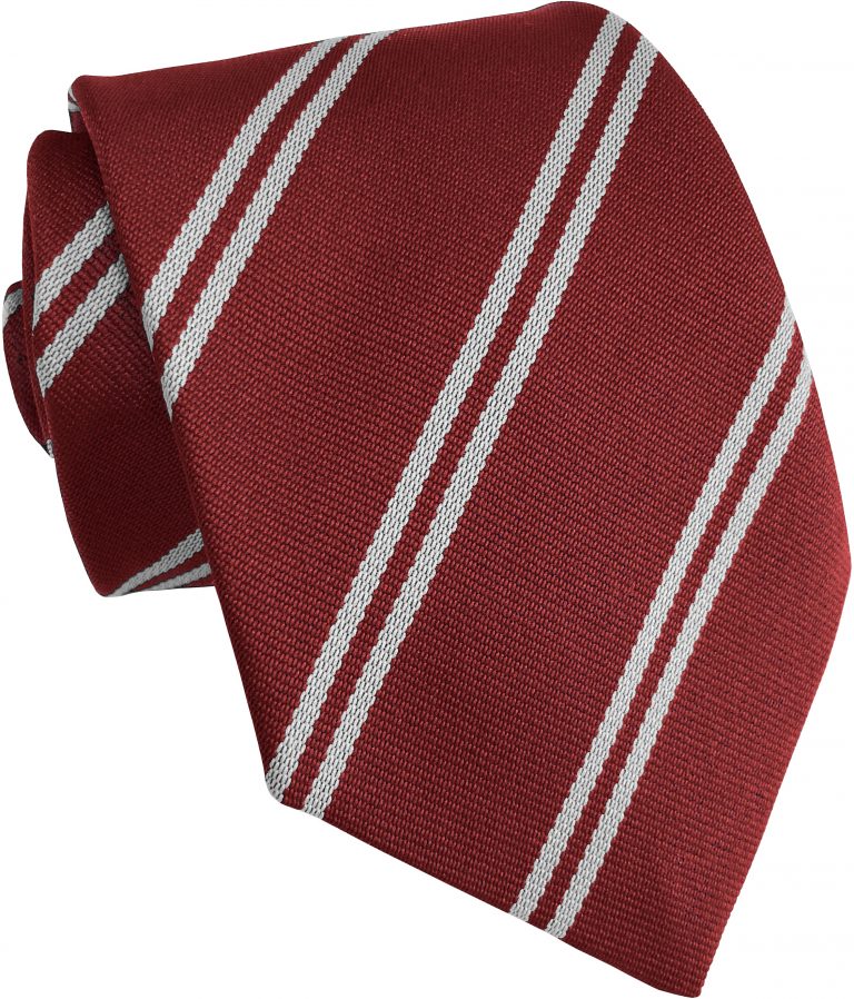 Maroon and White Double Stripe Junior School Tie
