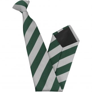 Bottle Green and White Block High School Clip On Tie