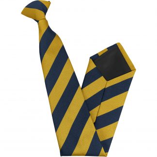 Navy Blue and Gold Block High School Clip On Tie