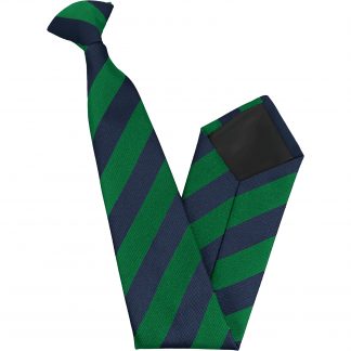 Green and Navy Blue Block High School Clip On Tie
