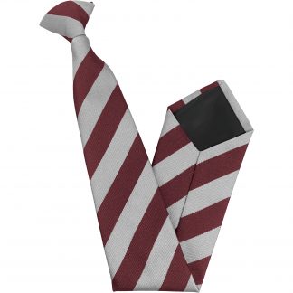 Maroon and White Block High School Clip On Tie