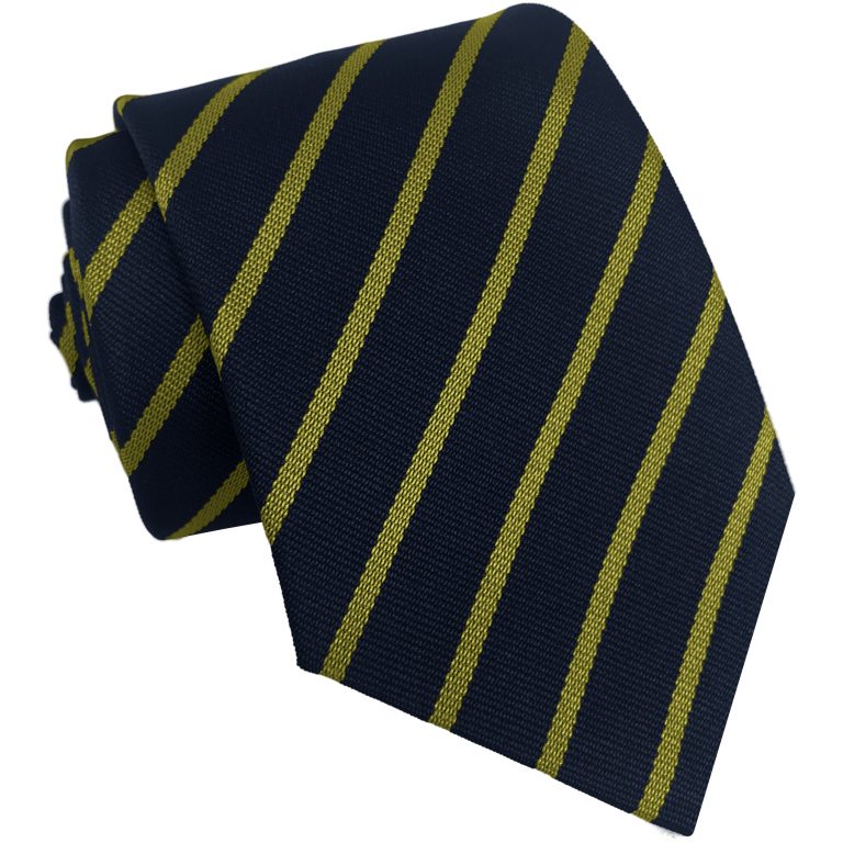 Navy Blue and Gold Single Narrow Stripe High School Tie