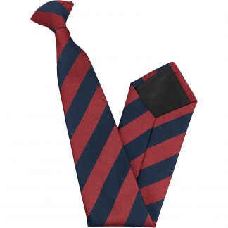 Navy Blue and Red Block High School Clip On Tie