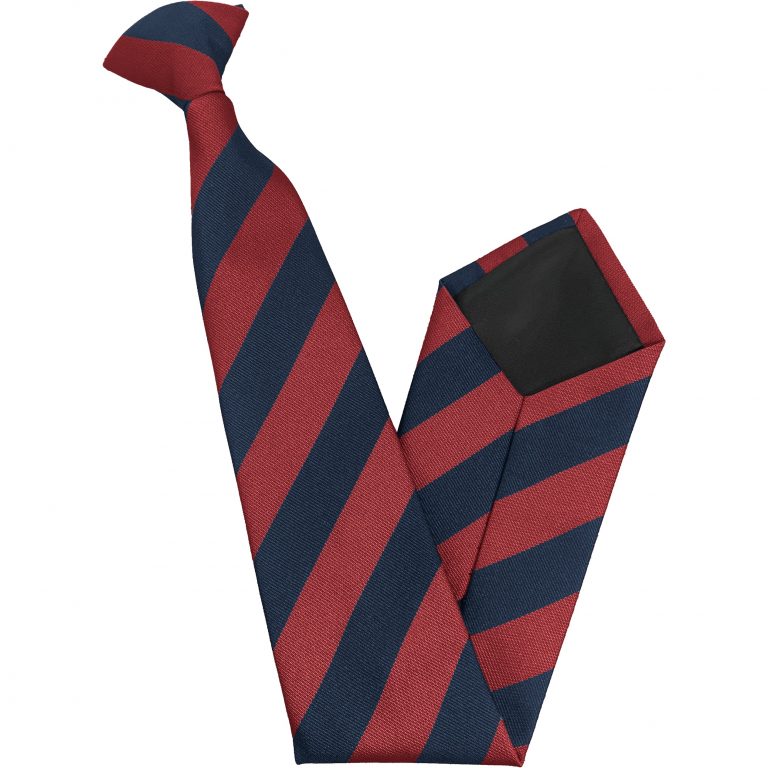 Navy Blue and Red Block Junior School Clip On Tie