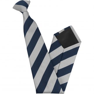 Navy Blue and White Block High School Clip On Tie