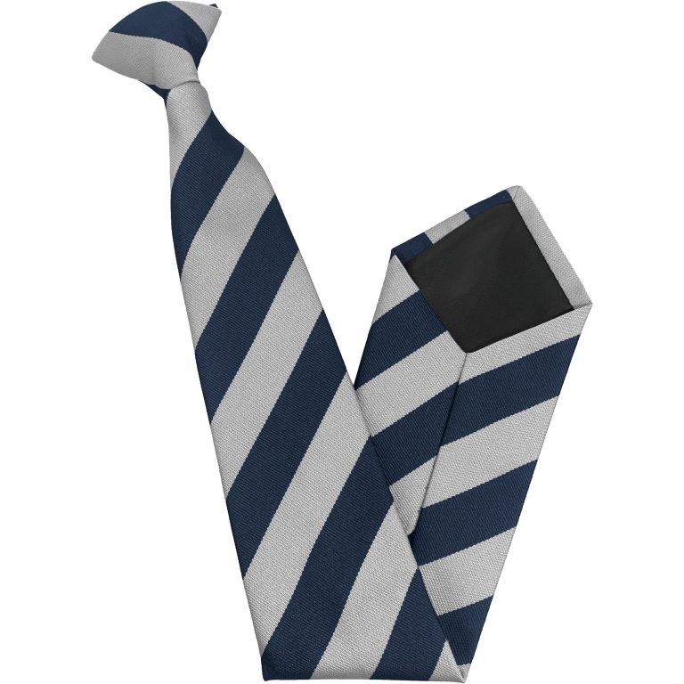 Navy Blue and White Block Junior School Clip On Tie
