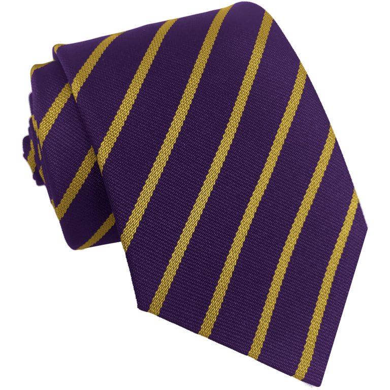 Purple and Gold Single Narrow Stripe High School Tie