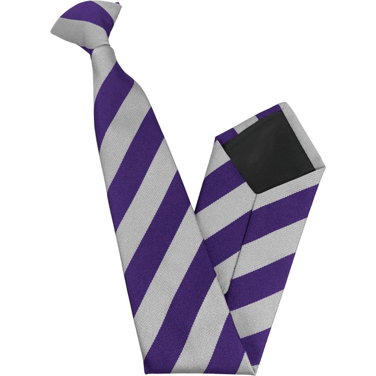 Purple and White Block Junior School Clip On Tie