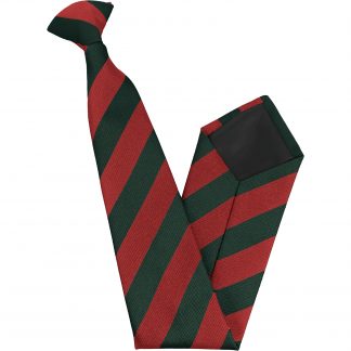 Red and Bottle Green Block High School Clip On Tie