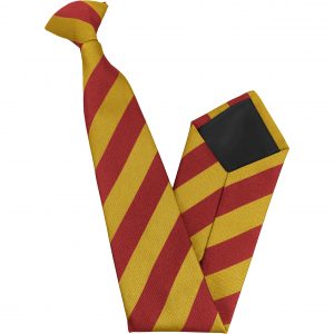 Red and Gold Block High School Clip On Tie