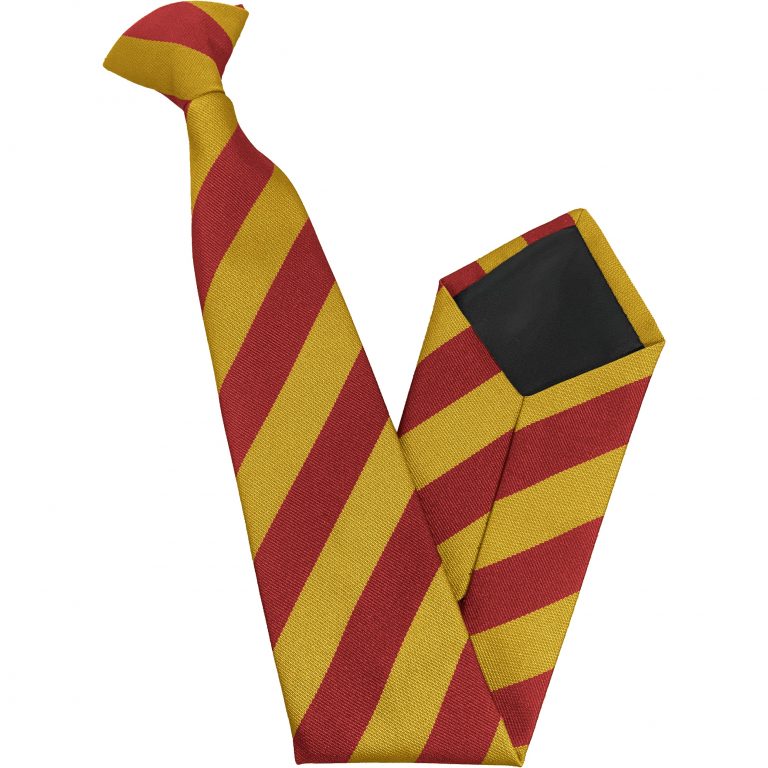 Red and Gold Block Junior School Clip On Tie
