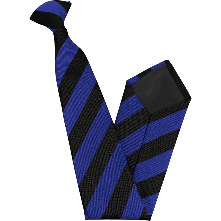 Black and Royal Blue Block Junior School Clip On Tie