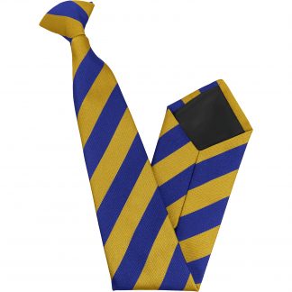 Royal Blue and Gold Block High School Clip On Tie