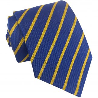 Royal Blue and Gold Single Narrow Stripe High School Tie