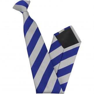 Royal Blue and White Block High School Clip On Tie