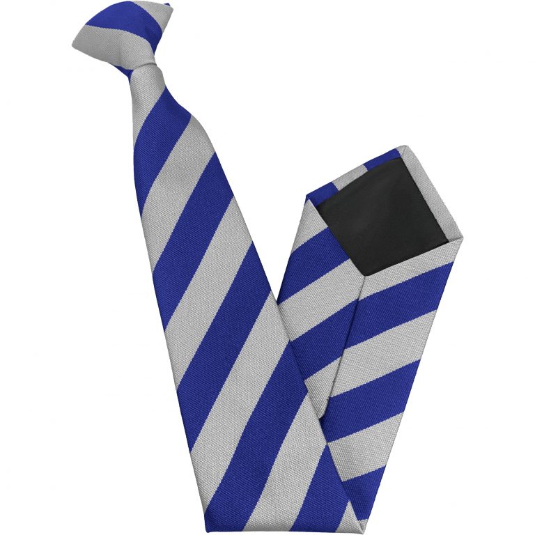 Royal Blue and White Block Junior School Clip On Tie