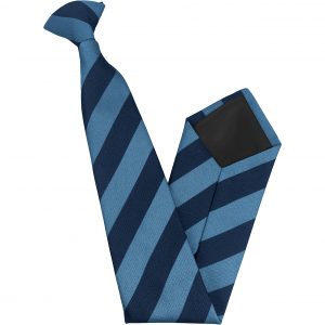 Navy Blue and Sky Blue Block High School Clip On Tie