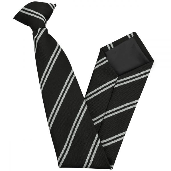Black and White (Silver) Double High School Clip On Tie