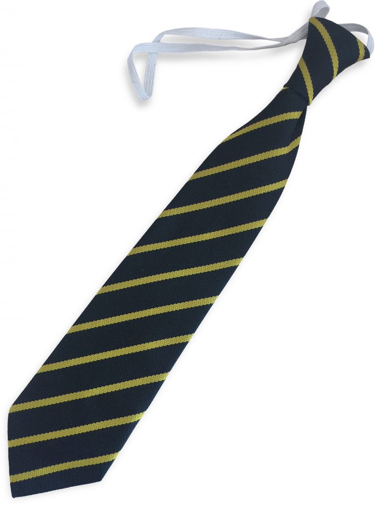 Black and Gold Single Narrow Stripe Infant Elastic School Tie