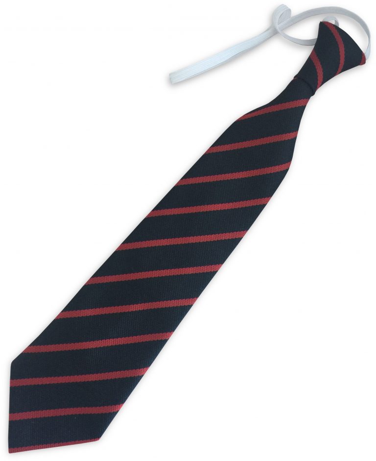 Black and Red Single Narrow Stripe Infant Elastic School Tie