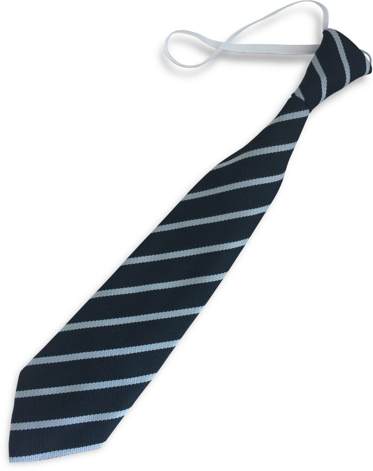 Black and White Single Narrow Stripe Infant Elastic School Tie