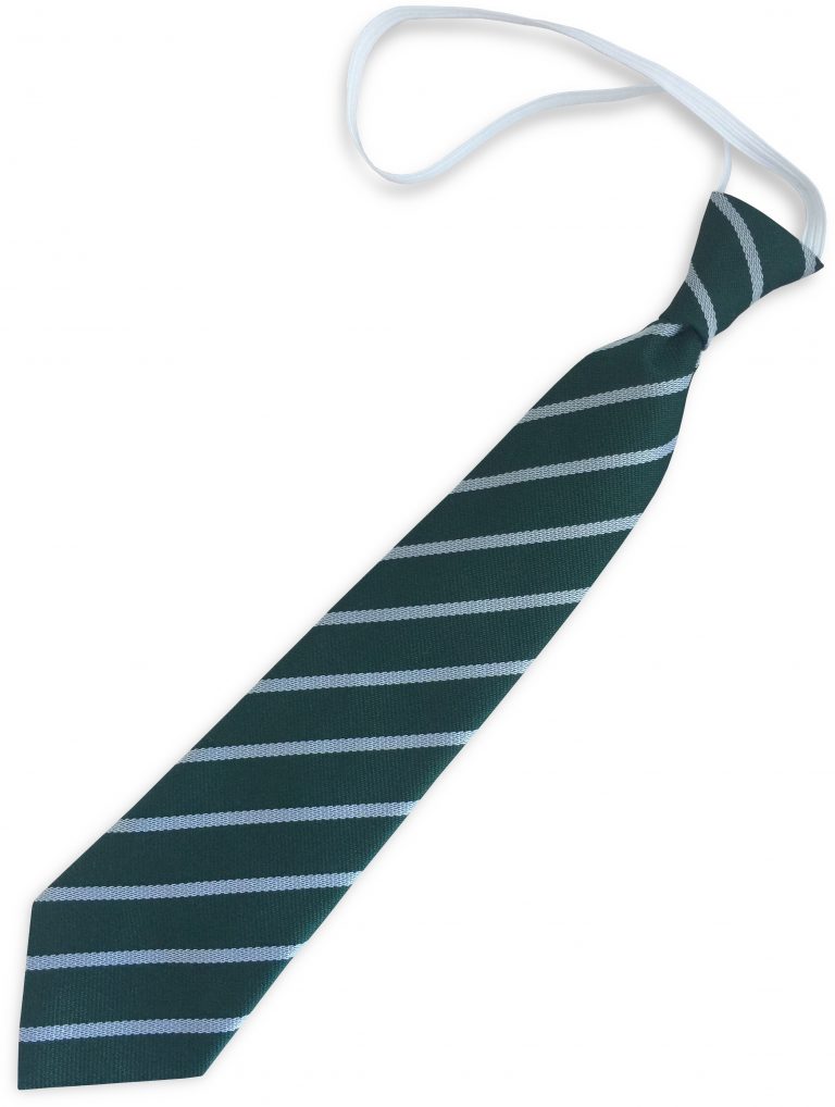 Bottle Green and White Single Narrow Stripe Infant Elastic School Tie