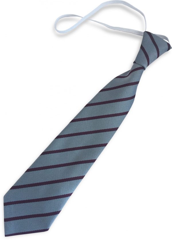 Grey and Maroon Single Narrow Stripe Infant Elastic School Tie