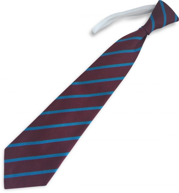 Maroon and Sky Blue Single Narrow Stripe Infant Elastic School Tie