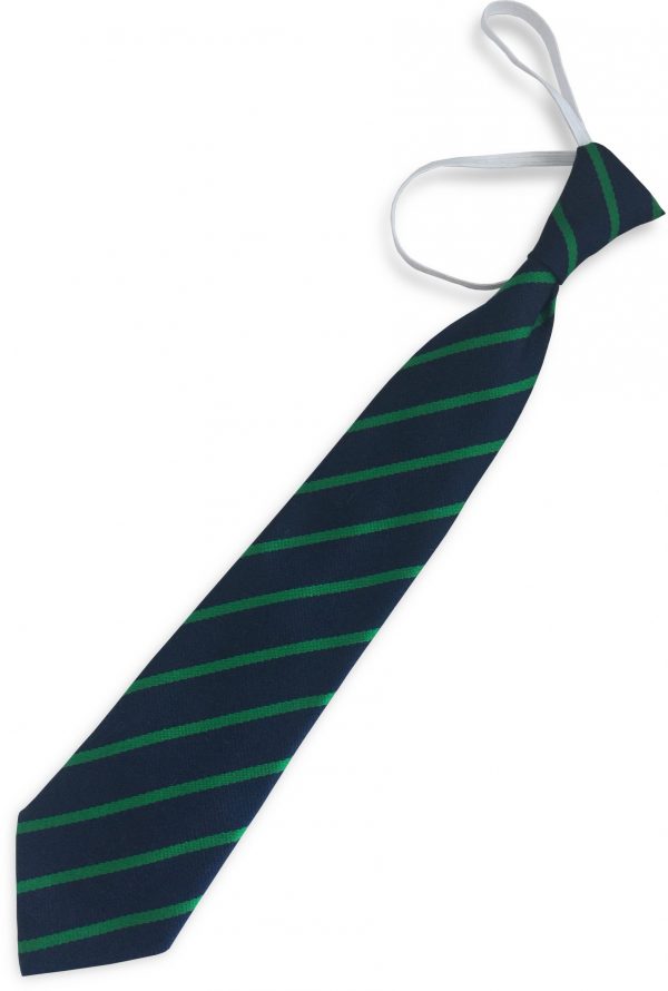 Navy Blue and Emerald Green Single Narrow Stripe Infant Elastic School Tie