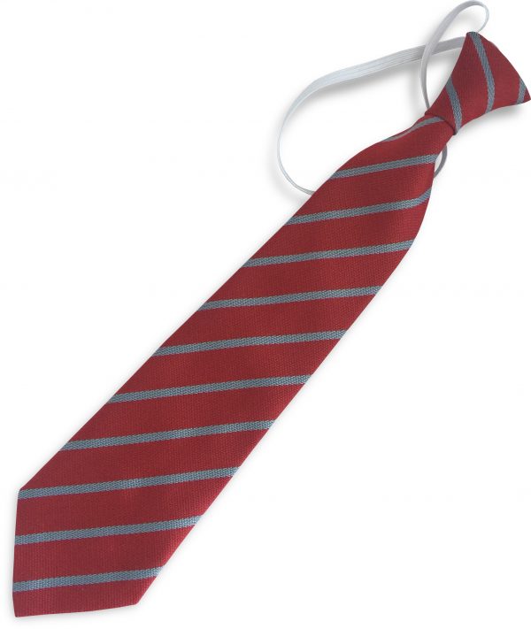Red and Grey Single Narrow Stripe Infant Elastic School Tie